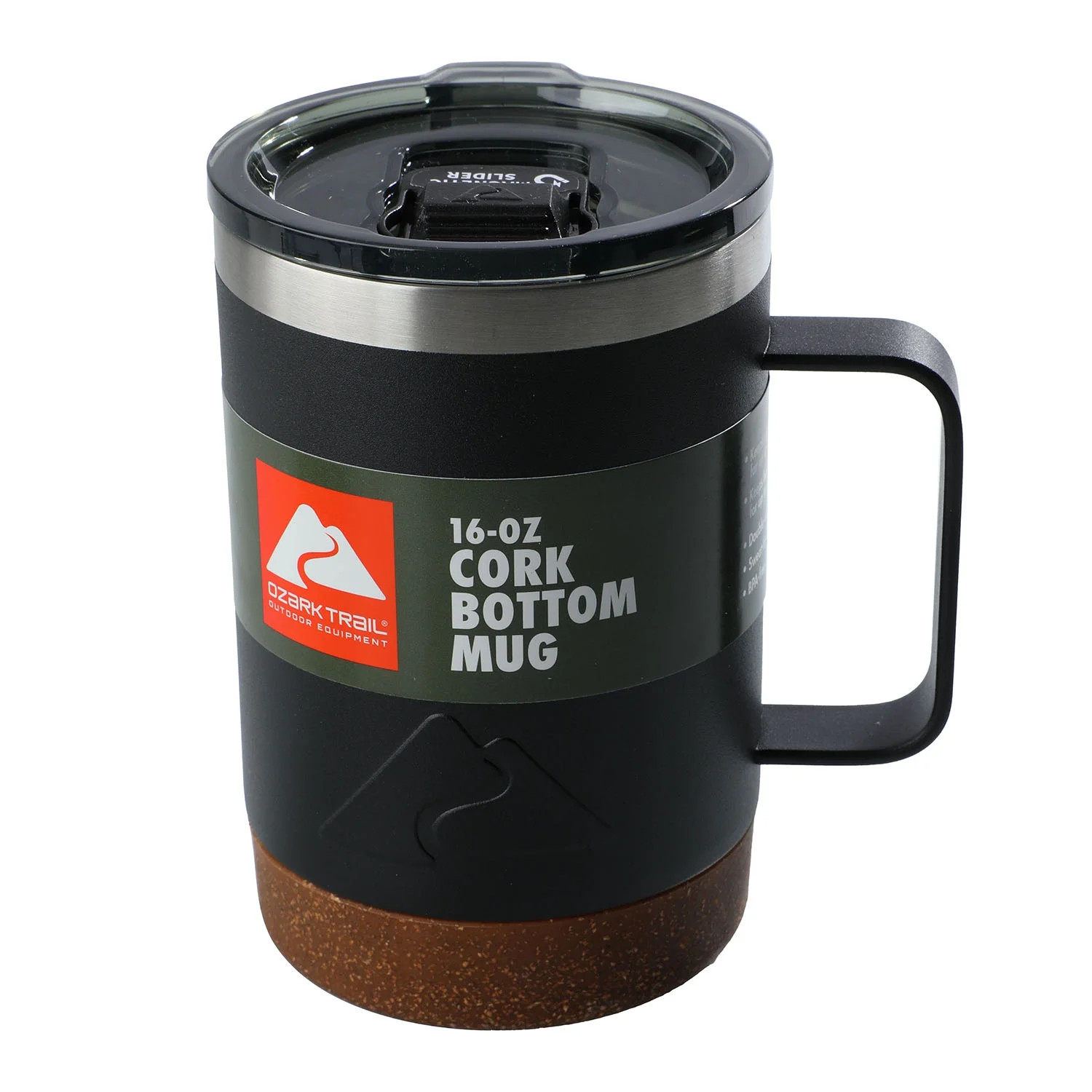Ozark Trail 16 oz Insulated Stainless Steel Coffee Mug with Cork Bottom, Black | Walmart (US)