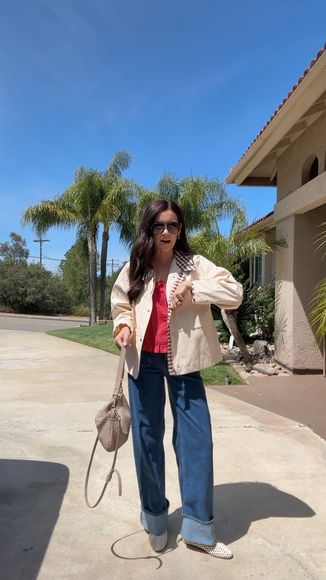 OOTD! 
Small blouse, between go down
Medium jacket
Jeans 50% OFF👏🏻 run tts, wearing 2 regular
I went down in flats 


#LTKootd #LTKdayinmylife #LTKSaleAlert
