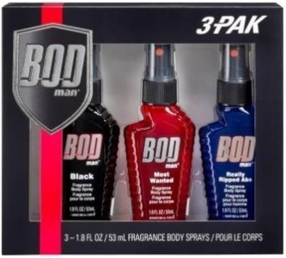 Bod Man Body Spray Pack of 3 Styles, Black - Most Wanted - Really Ripped Abs | Amazon (US)