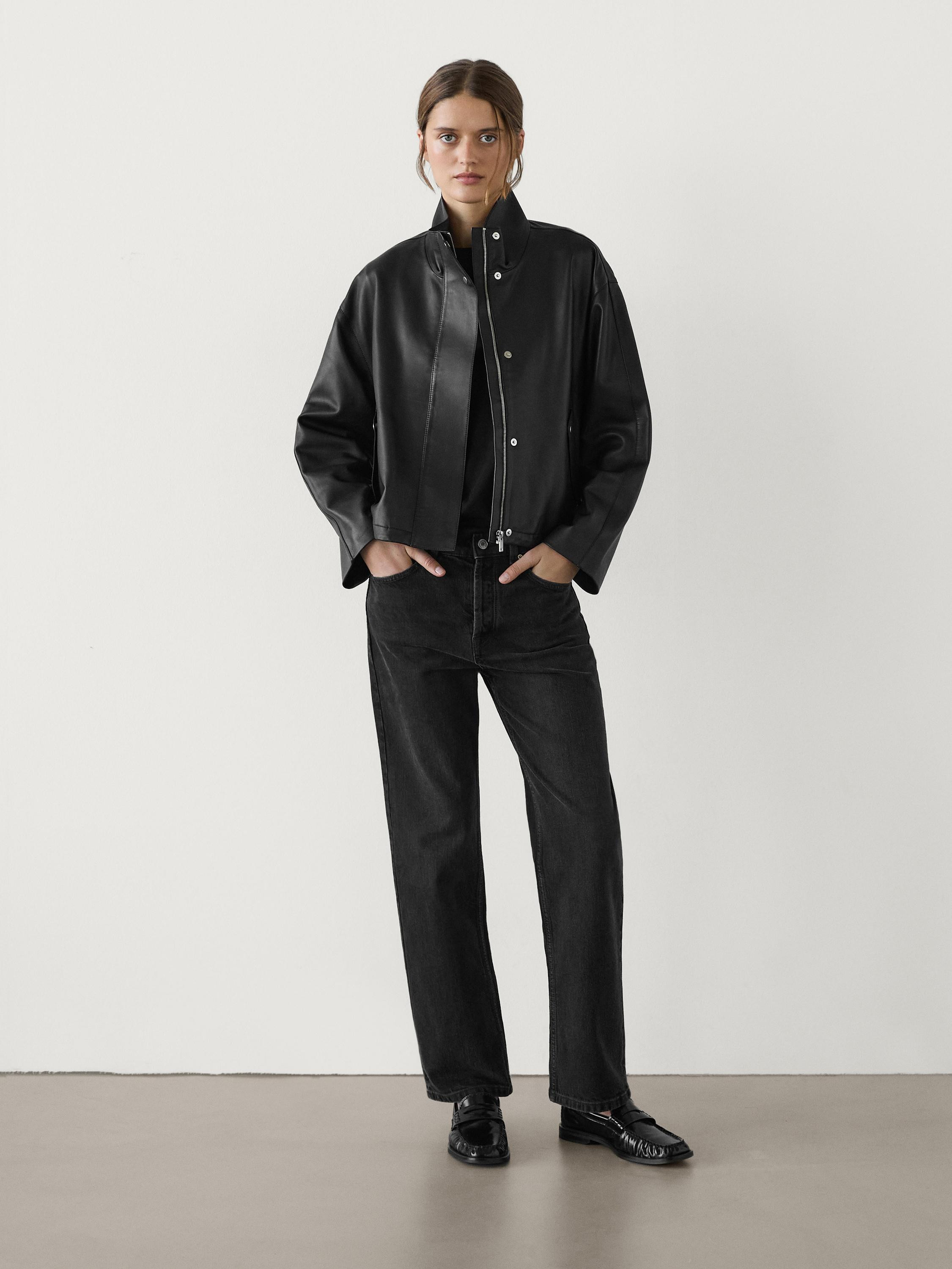 Loose-fitting nappa leather jacket | Massimo Dutti US