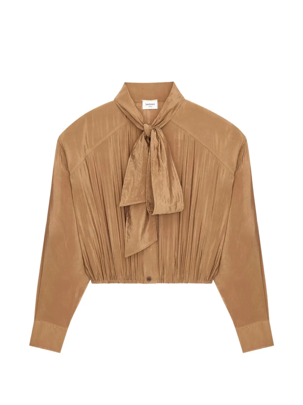Saint Laurent tie-neck Buttoned Shirt | Brown | FARFETCH | Farfetch Global
