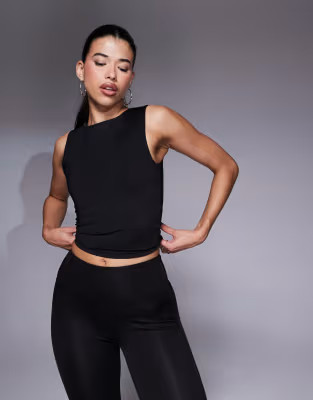 4505 Icon soft touch high neck tank with inner bra in black | ASOS | ASOS (Global)