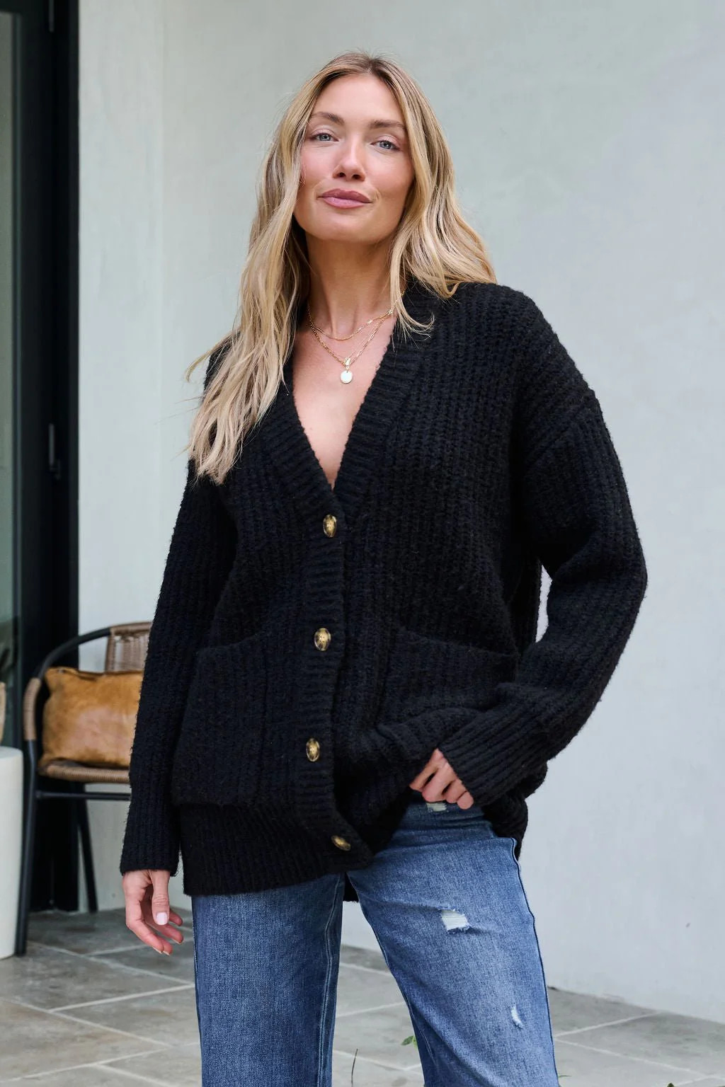 Black Heavy Knit Button Down Cardigan | Magnolia Boutique
