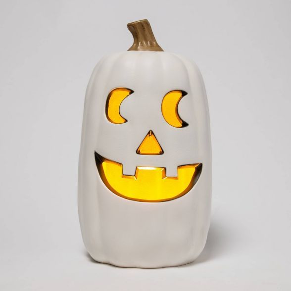 16&#34; Lit Pumpkin White Halloween Decorative Prop - Hyde &#38; EEK! Boutique&#8482; | Target