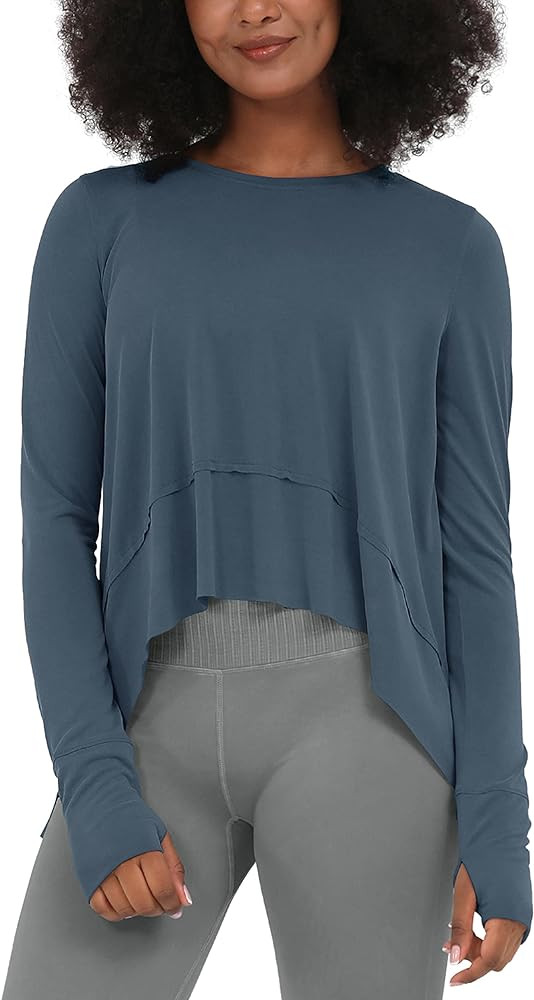 ODODOS Long Sleeve Tee for Women with Thumb Hole Athletic Gym Workout Crop Tops Yoga Shirts | Amazon (US)