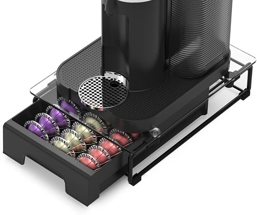 EVERIE Crystal Tempered Glass Organizer Drawer Holder Compatible with Nespresso Vertuo Capsules, ... | Amazon (US)