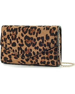 HOXIS Leopard Print Envelope Evening Clutch Women Chain Shoulder Bag | Amazon (US)