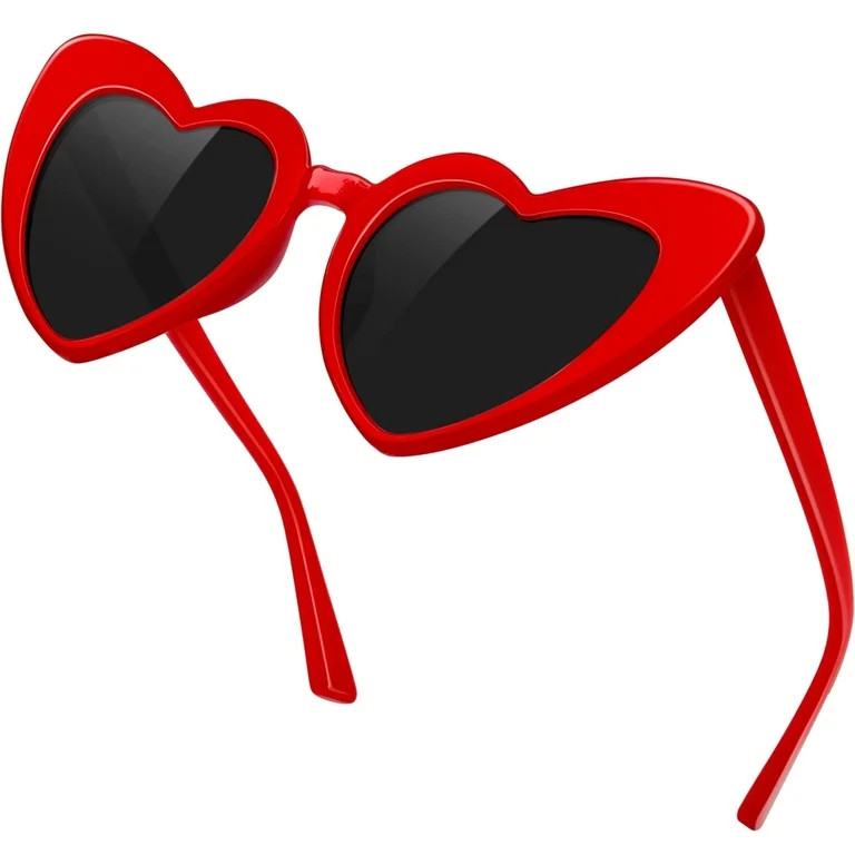 KANASTAL Red Heart Shaped Sunglasses Thick Womens Mens Trendy UV400 Protection Sun Glasses for Va... | Walmart (US)
