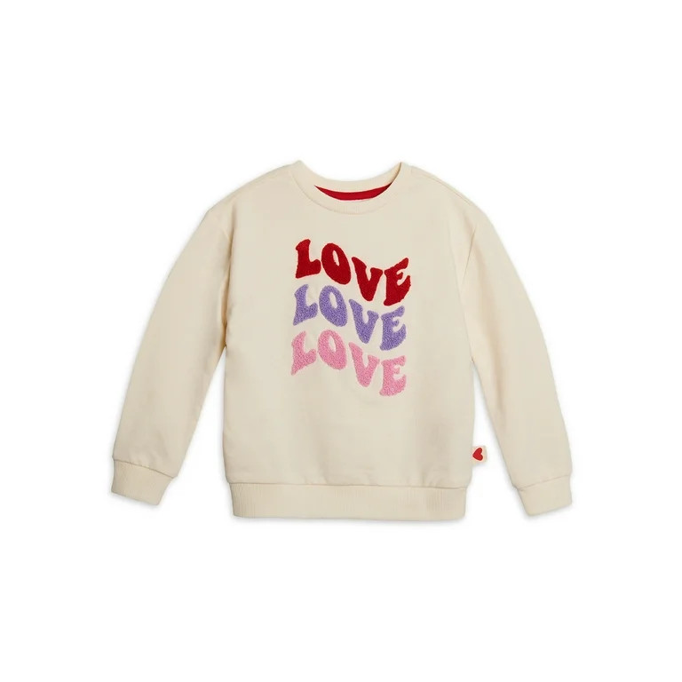 Wonder Nation Toddler Girls Valentines Day Crewneck Sweatshirt with Long Sleeves, Sizes 2T-5T | Walmart (US)