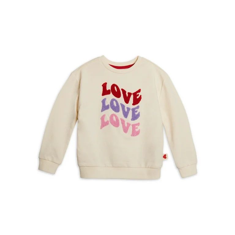 Wonder Nation Toddler Girls Valentines Day Crewneck Sweatshirt with Long Sleeves, Sizes 2T-5T - W... | Walmart (US)