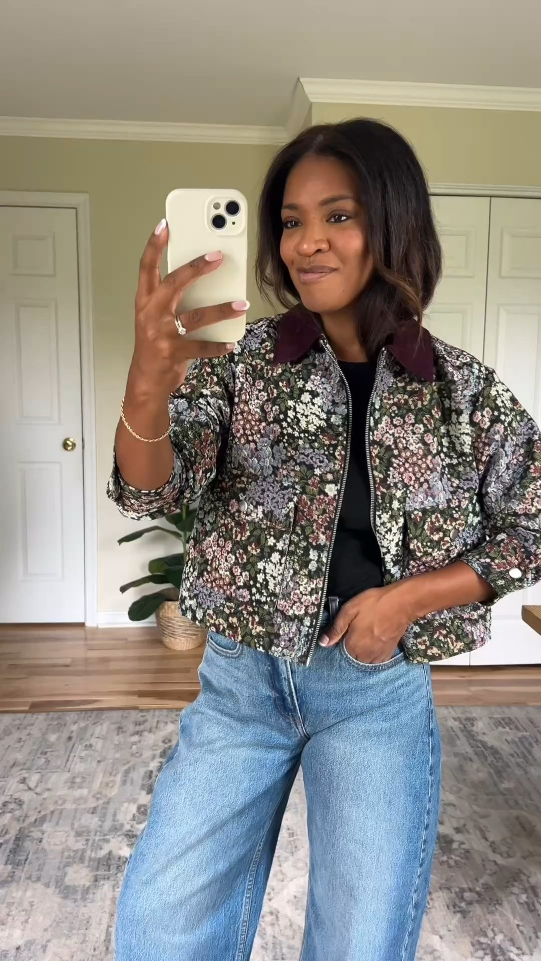 Wearing a small in jacket. Jeans are a 27 regular

#LTKootd #LTKgrwm #LTKOver40