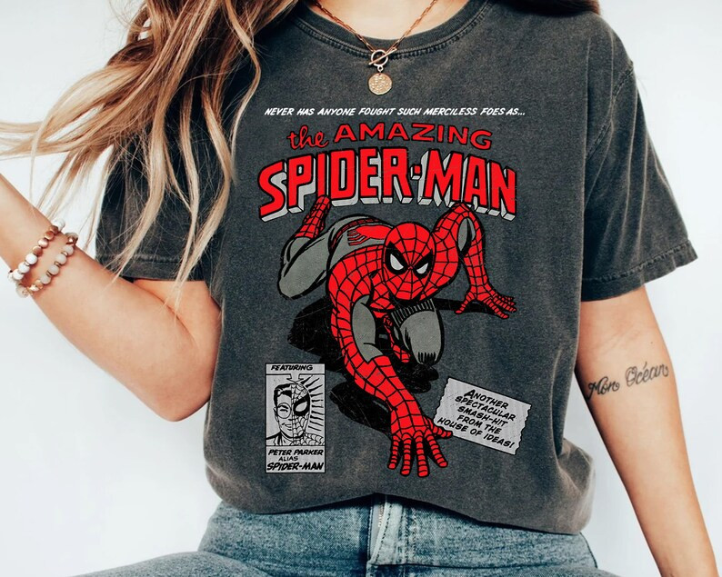 Retro 90s Marvel Spider-Man Retro Comics Book Cover Vintage Shirt, MCU Fans Gift, Unisex T-shirt ... | Etsy (US)