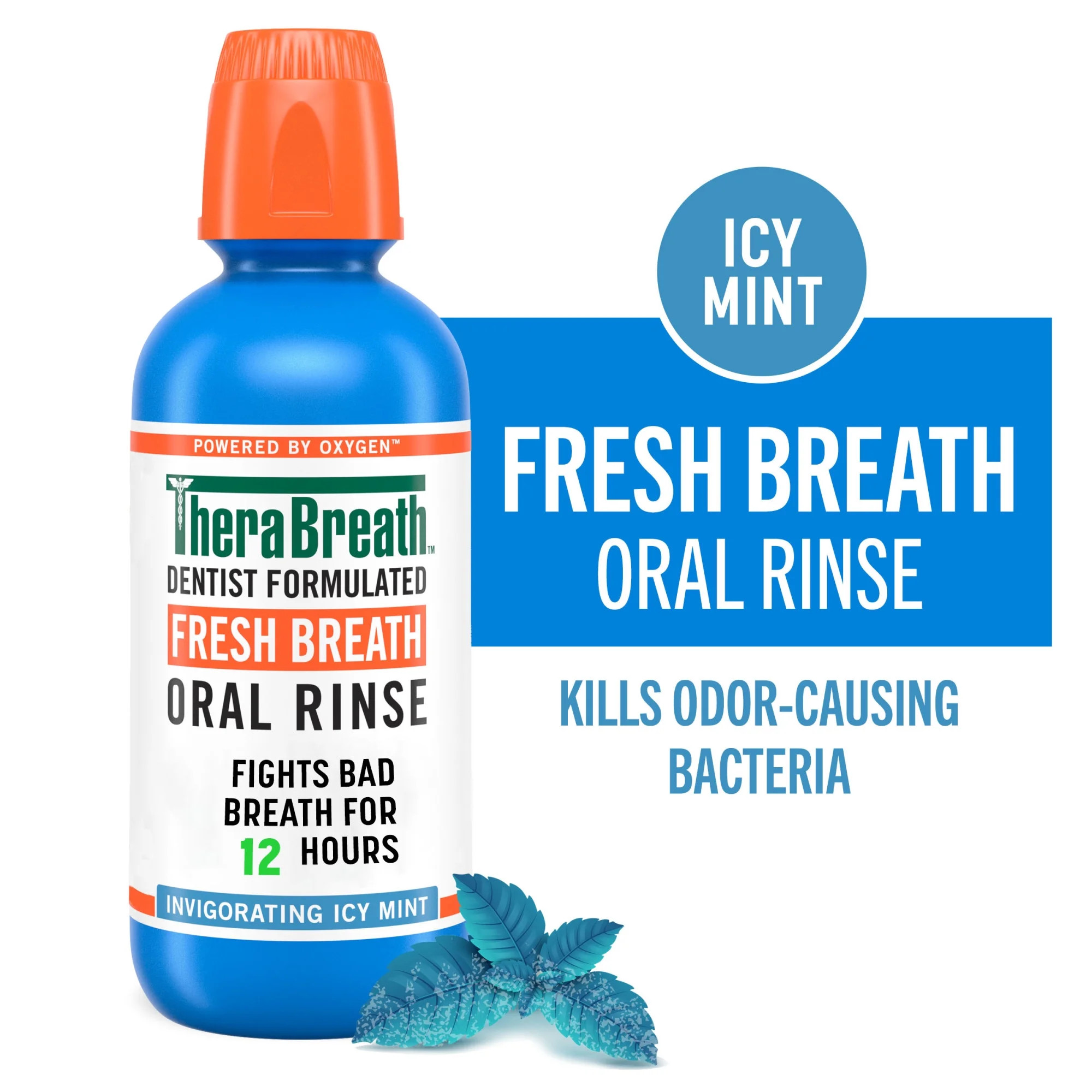 TheraBreath Fresh Breath Alcohol-Free Mouthwash, Mouth Rinse for Adults, Icy Mint, 16 fl oz | Walmart (US)