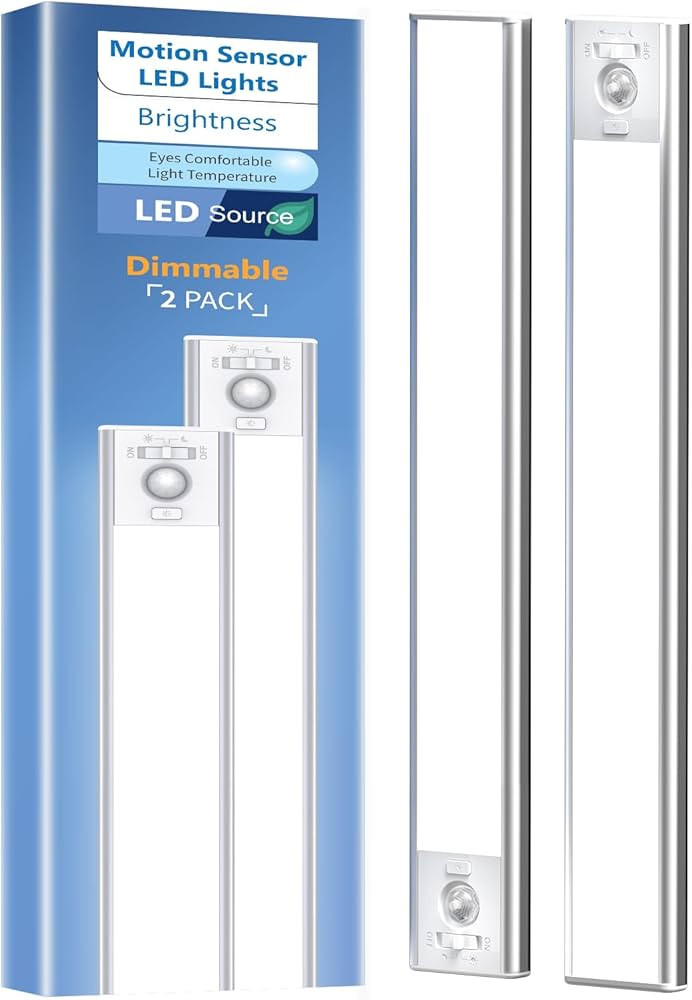 Under Cabinet Lighting, 3200mAh Rechargeable Battery Operated Motion Sensor Light Indoor, 60LED U... | Amazon (US)