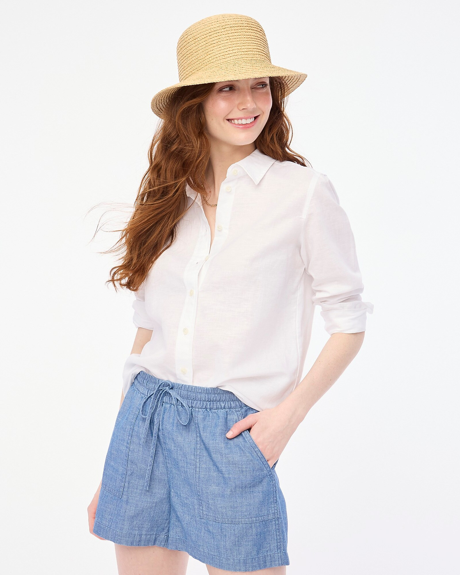 Linen-blend button-up shirt | J.Crew Factory