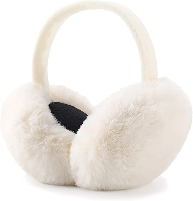 Winter Ear muffs Faux Fur Warm Earmuffs Cute Foldable Outdoor Ear Warmers For Women Girls | Amazon (US)