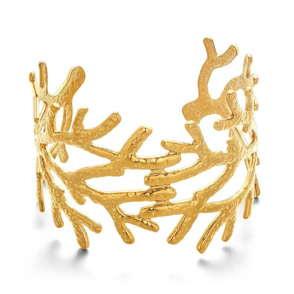 Wide Gold Cuff Bracelets for Women Boho Vintage Statement Starfish Open Bangle Bracelet Irregular... | Amazon (US)