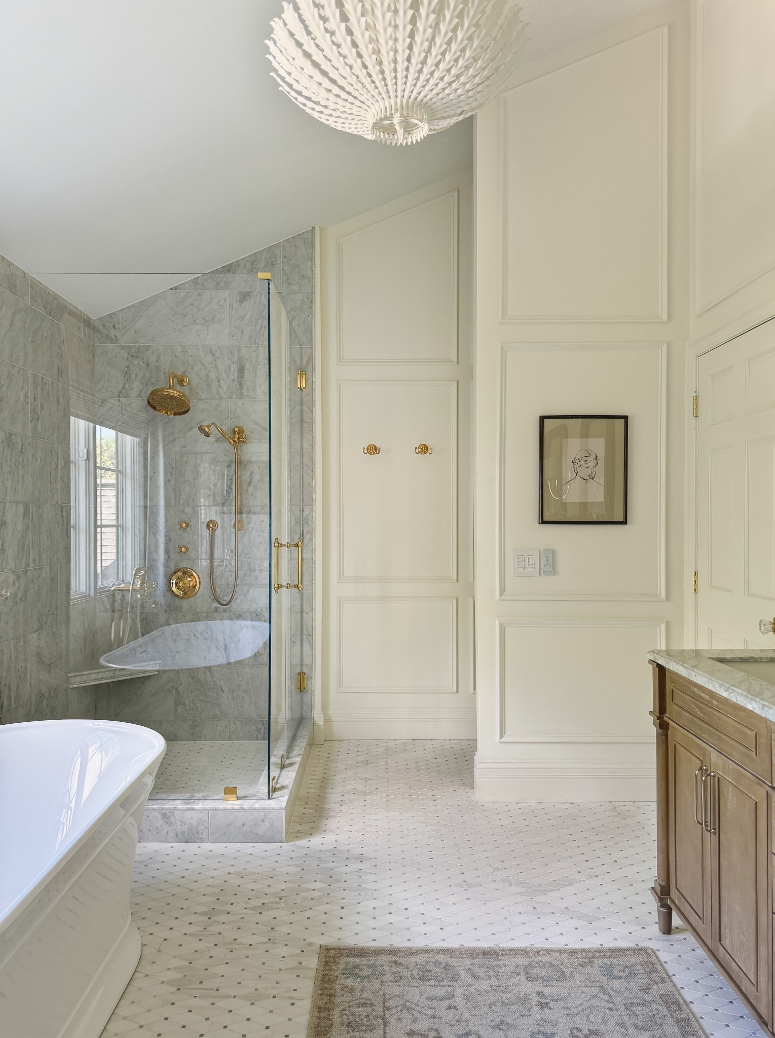 Wall color: Sherwin Williams Greek Villa 

Curtain details:
Isabella heavyweight polyester cotton blend
Winter Sky
Triple pleated header
Room darkening liner
memory training
My curtain measurements 91”L x 60”W

Bathroom decor, bathroom vanity, white oak vanity, Home Depot, Wayfair, faucet, Rohl plumbing, home decor, neutral decor 


#LTKSaleAlert #LTKHome #LTKStyleTip