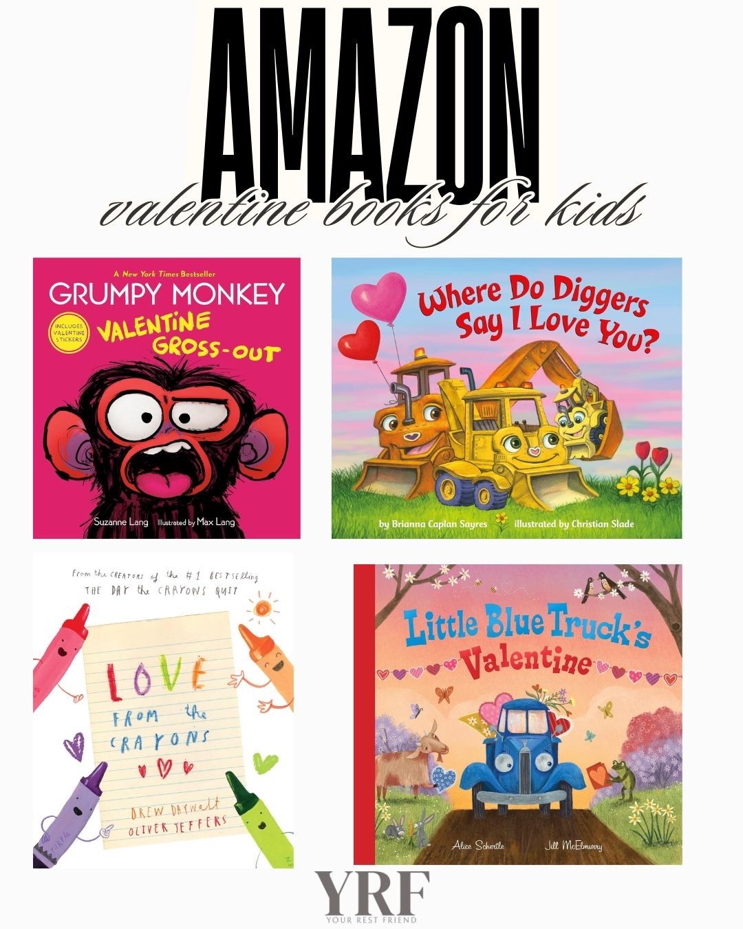 Valentine books for kids that are simple and sweet. Four easy reads for littles that make storytime fun and festive during the season of love.

#ValentinesBooks #KidsBooks #LTKKids #LTKFinds #ReadingWithKids #ToddlerBooks #PreschoolBooks #StorytimeFavorites #ValentinesForKids #AmazonFinds


#LTKValentine #LTKKids #LTKSeasonal