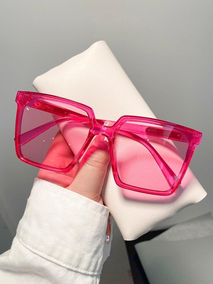 1pair Women Solid Geometric Frame Fashion Glasses pink glasses perfect For Parties, Costumes & Gi... | SHEIN