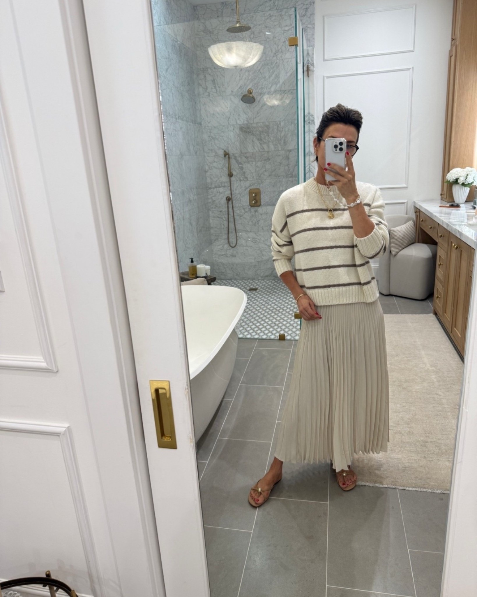 -skirt is stunning! Love the black waist trim. Waist is elastic. I went with size Small. 
-sweater is a classic, other colors available. Sz S

#LTKOver40 #LTKSummerEdit #LTKTravel

#LTKOver40 #LTKTravel