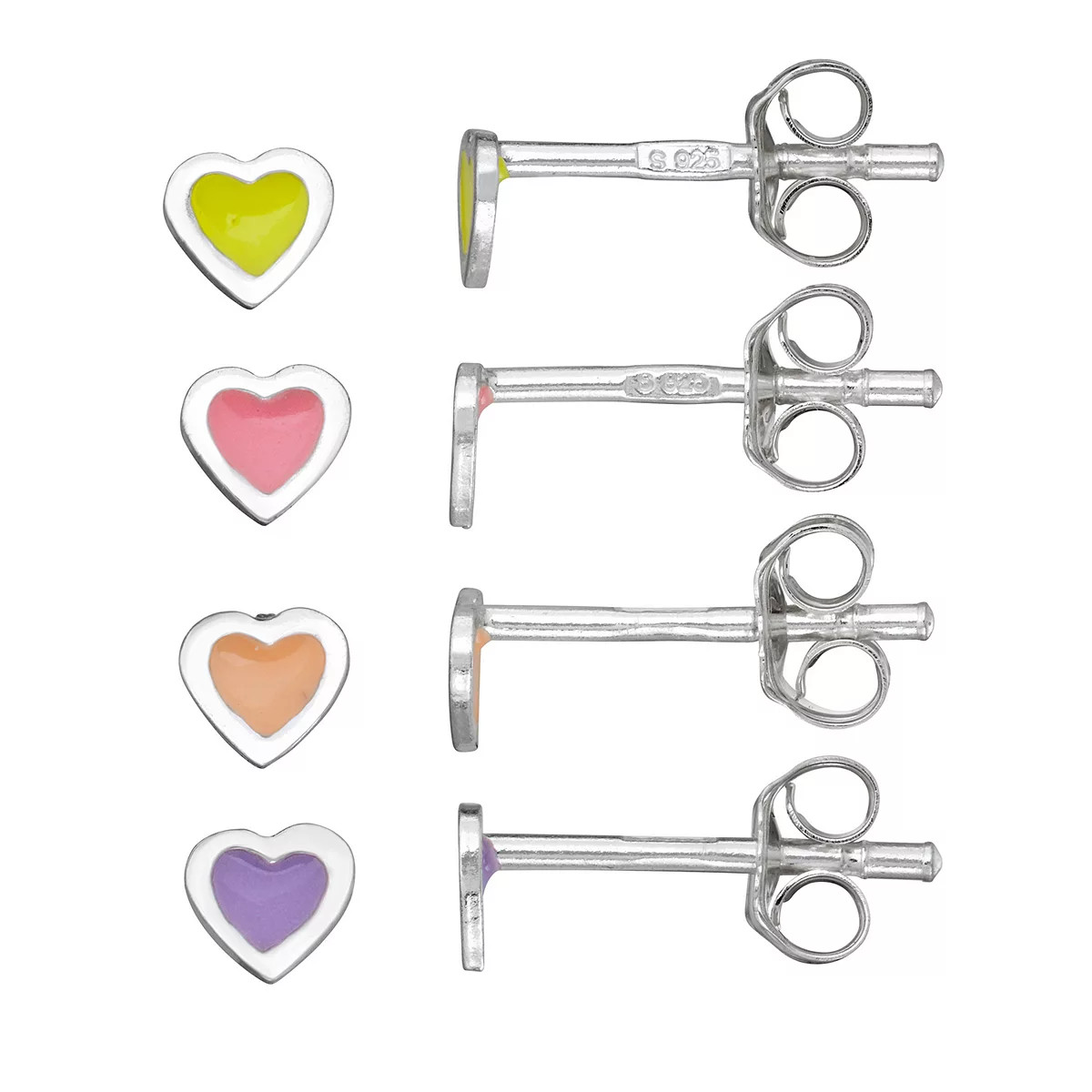 Charming Girl Sterling Silver Enamel Heart Earring Set | Kohl's