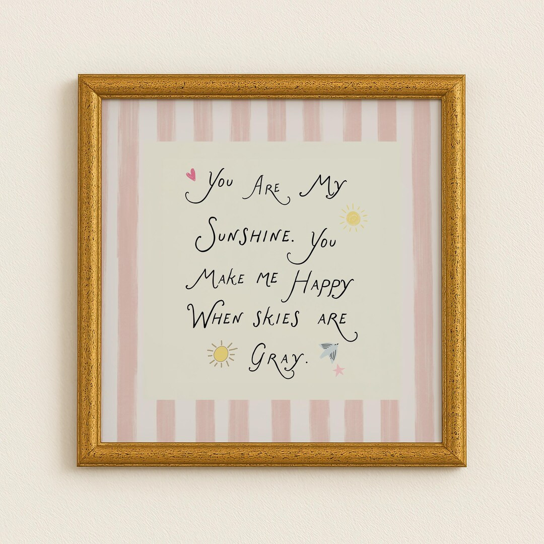 Pink You Are My Sunshine Print: Abstract Nursery Wall Art, Digital Downloads, Wall Art, Art Print... | Etsy (US)