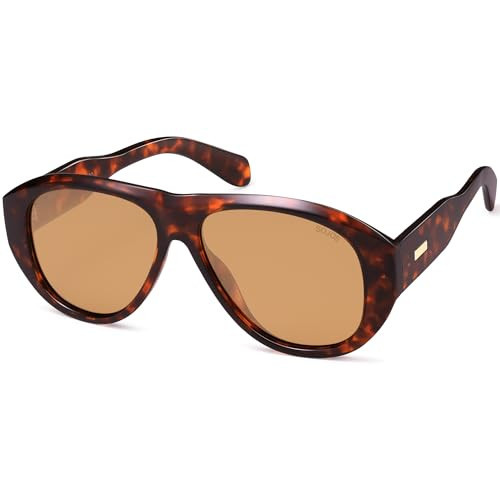 SOJOS Retro Oversized Polarized Aviator Sunglasses for Women Men Vintage 70s Style UV Protection Sunnies SJ2328, Tortoise Frame/Brown Lens | Amazon (US)