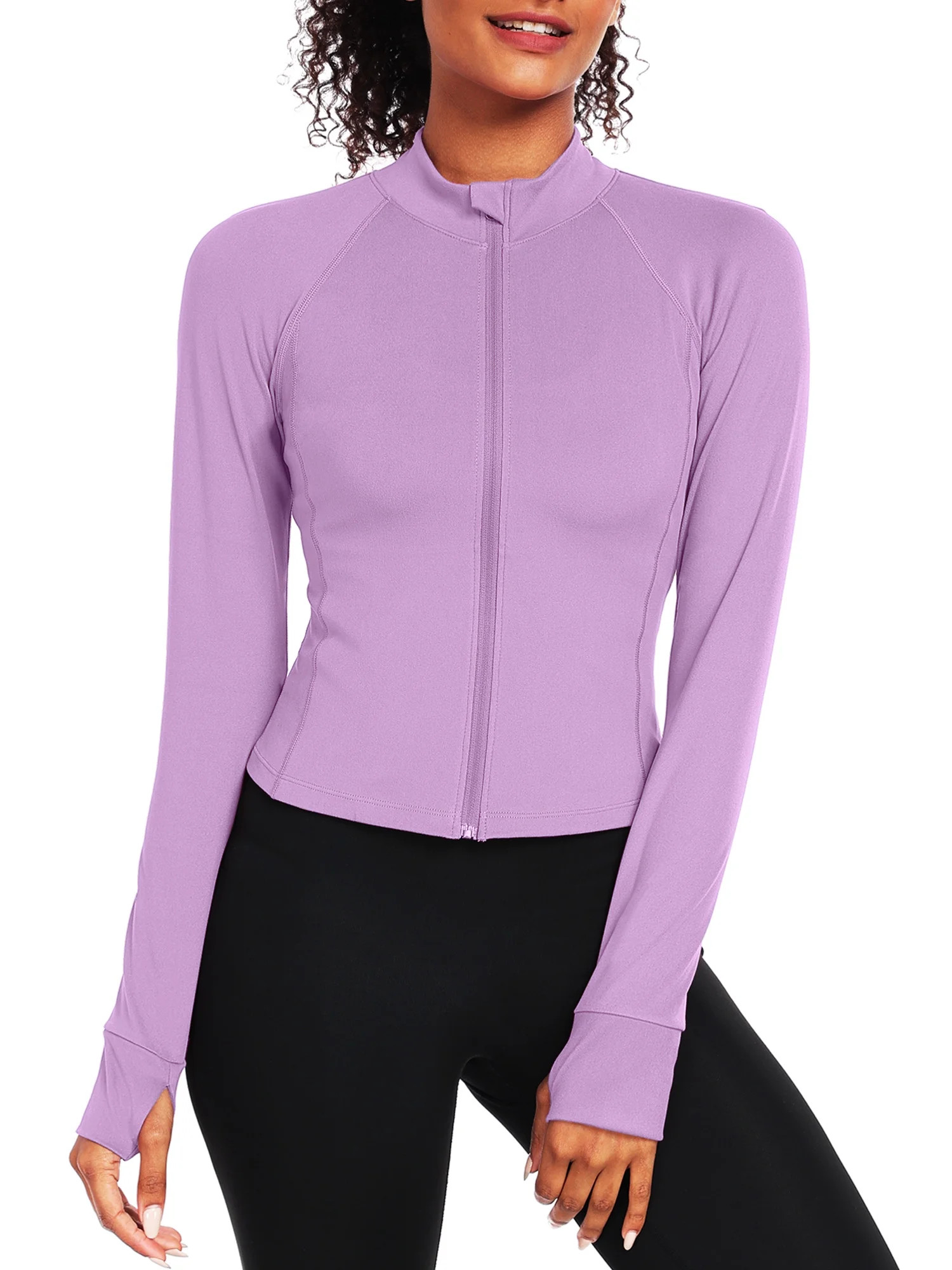 NELEUS Womens Athletic Jackets Zip Up Yoga Workout Jacket Short Coat Slim Fit With 2 Inner Pockets,Light Purple,US Size L - Walmart.com | Walmart (US)