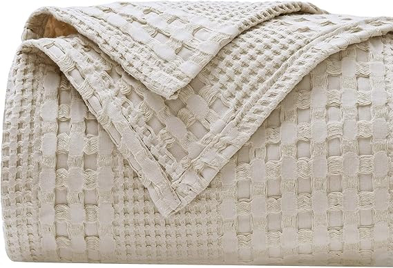 PHF 100% Cotton Waffle Weave Blanket King Size - Luxury Decorative Soft Breathable Skin-Friendly ... | Amazon (US)