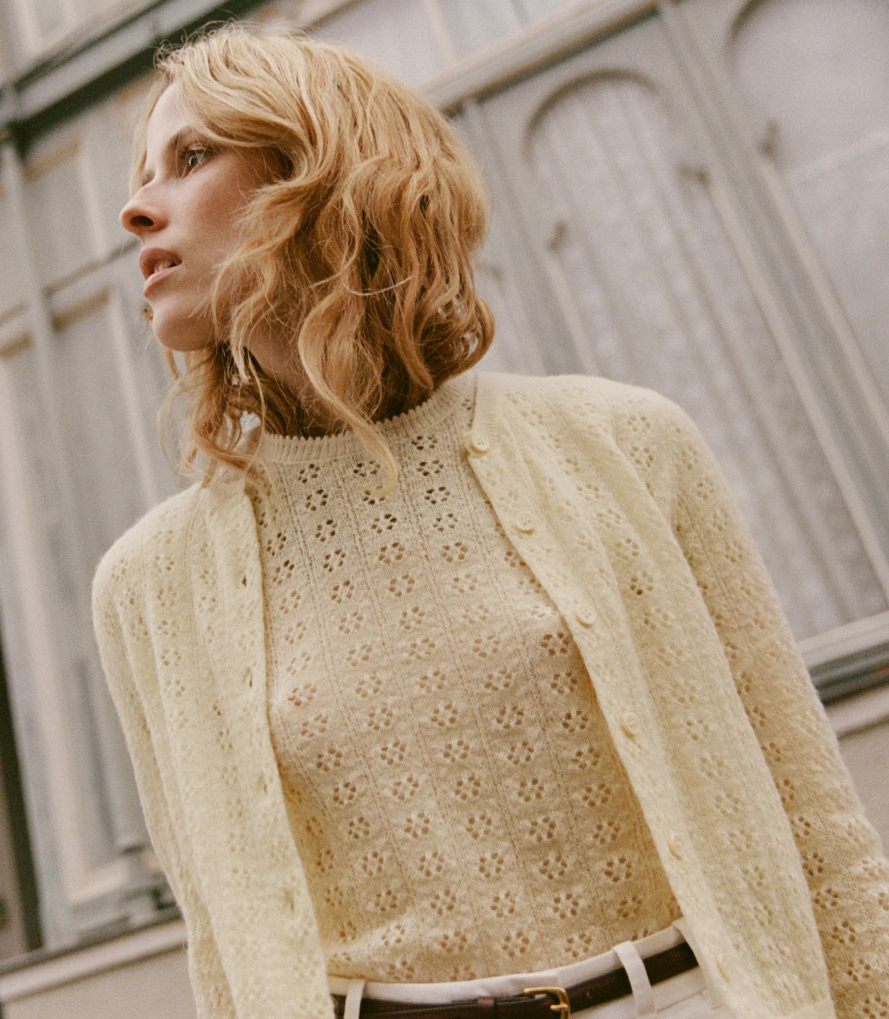 Danae Pointelle Cardigan - Vanilla | DÔEN | DOEN