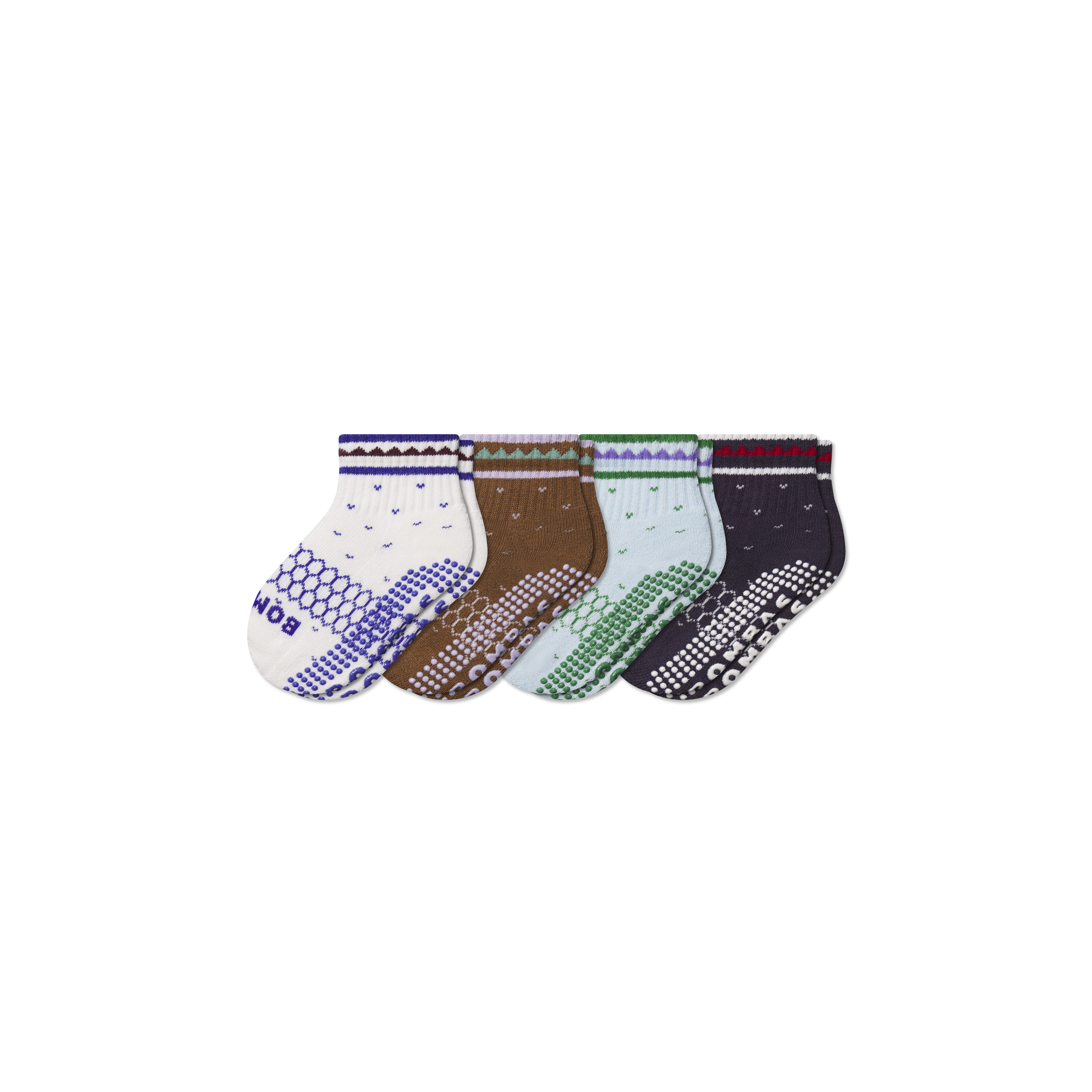 Toddler Winter Gripper Calf Sock 4-Pack - Gingerbread Fair Isle Mix - T - Cotton Blend - Bombas | Bombas