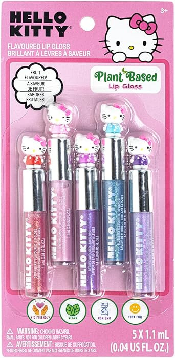 Amazon.com : Townley Girl Hello Kitty 5 Pc Plant Based, Moisturizing Lip Gloss Makeup Set for Gir... | Amazon (US)
