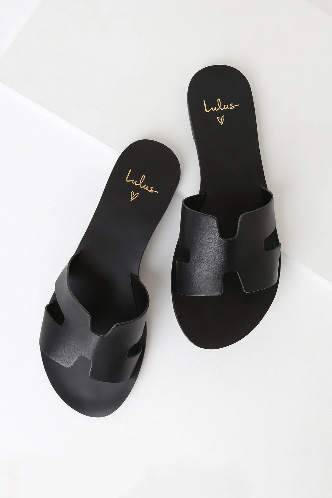 Cadence Black Vachetta Leather Slide Sandals | Lulus (US)