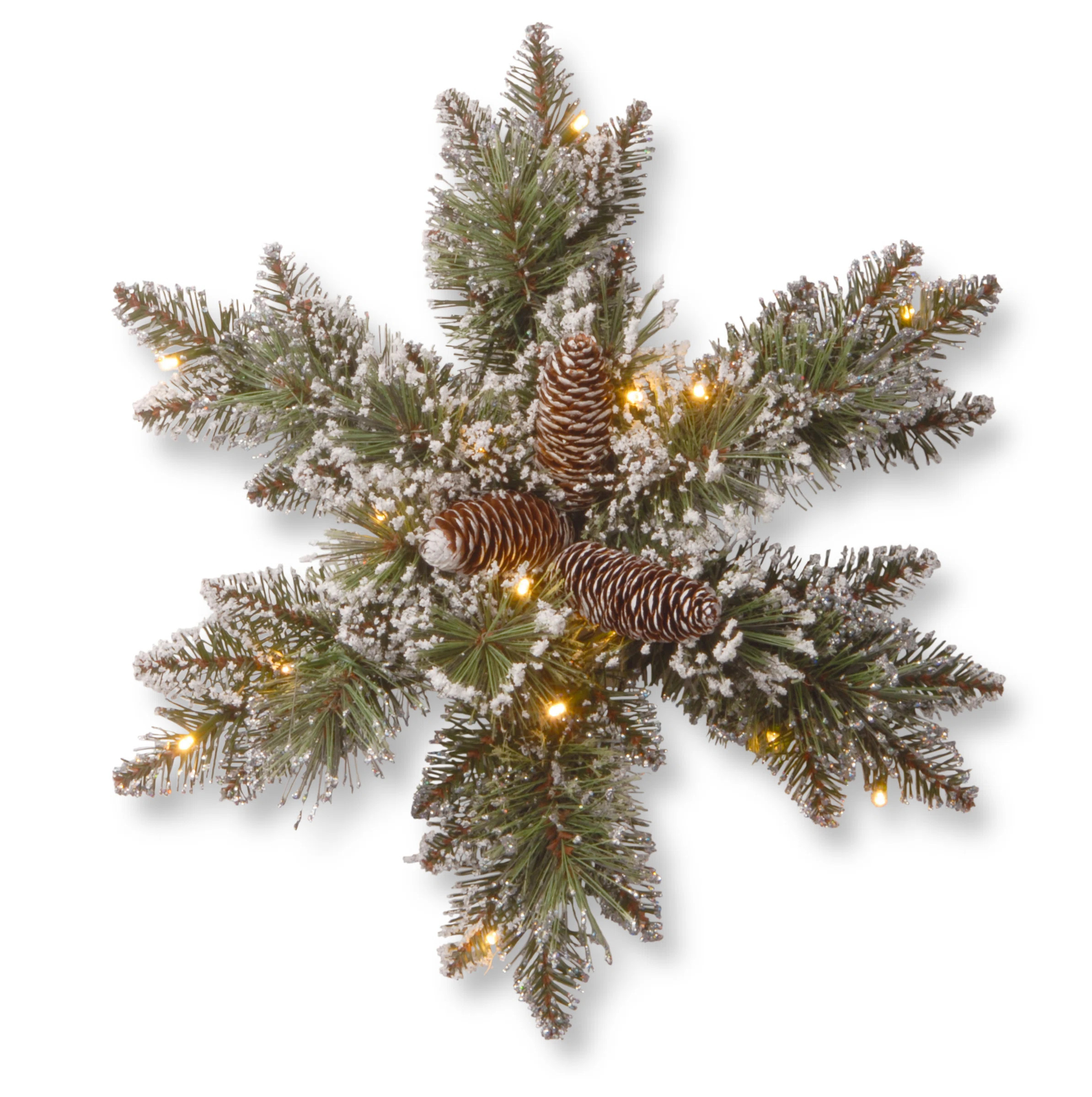 The Holiday Aisle® Glittery Bristle Pine Snowflake with Battery Operated Warm White LED Lights &... | Wayfair North America