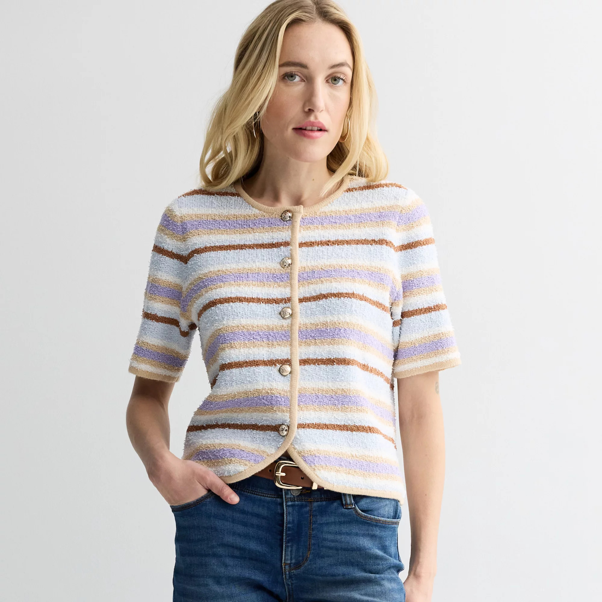 Women's Nine West Texture Elbow Sleeve Sweater | Kohl's