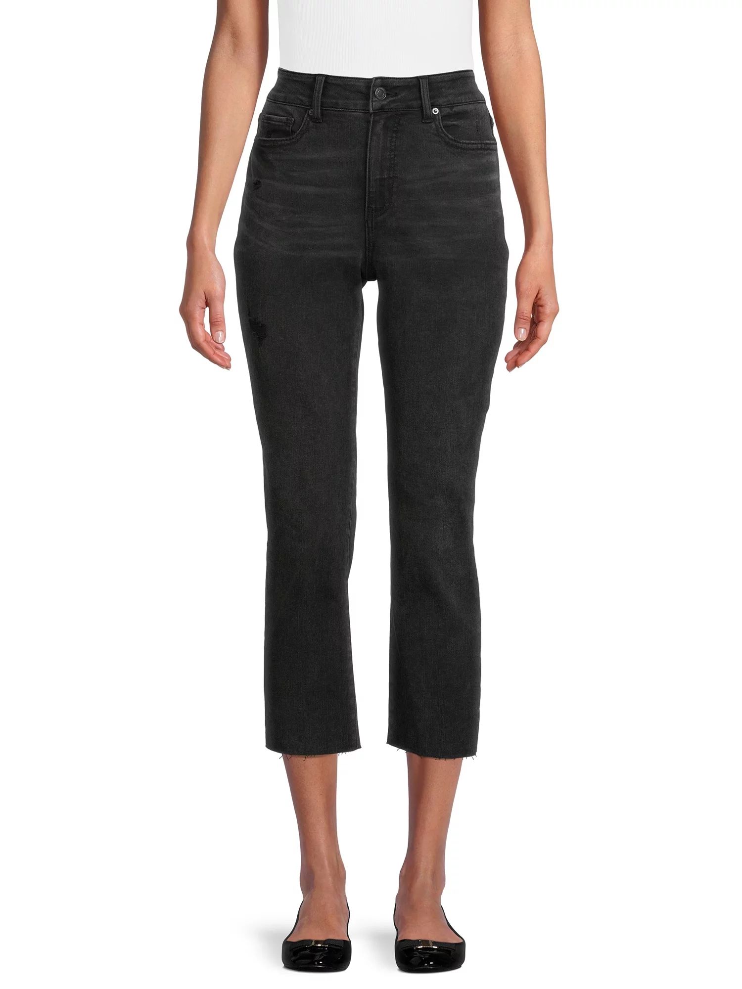 Time and Tru Women's High Rise Straight Crop Jean - Walmart.com | Walmart (US)