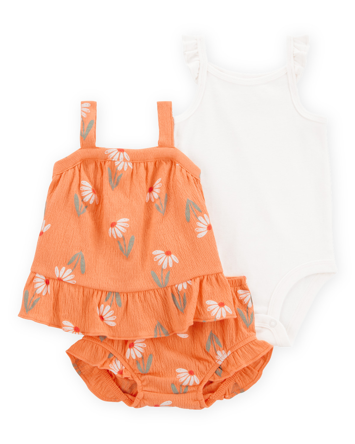 Baby 3-Piece Floral  Outfit Set - Orange/White | Carter's Inc