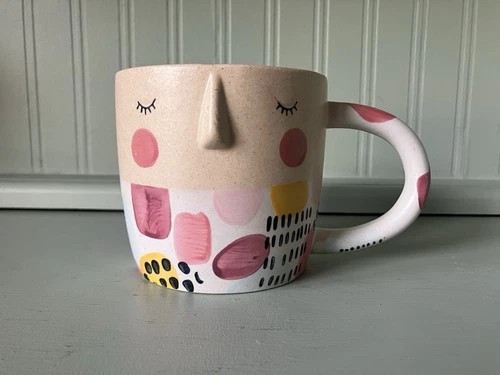 Anthropologie Coffee Stoneware Mug Fotini Tikkou Visage 3D Face Shapes & Dots | eBay | eBay US