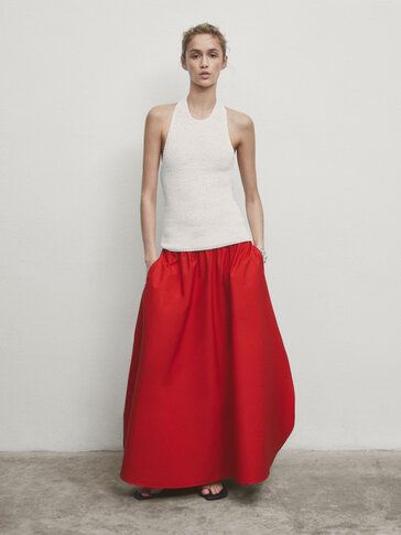 LONG MAXI SKIRT WITH ELASTICATED WAISTBAND

$119.00
Flounced skirt. Elastic band fastening. Two side pockets. Side split hem. Gathered detail. Made of 100% cotton. Loose cut.
RED | REF. 5281/103



FABRIC / CARE
SHIPPING, EXCHANGES AND RETURNS
IN-STORE AVAILABILITY
ADD TO BASKET SELECT SIZE
 | Massimo Dutti (US)