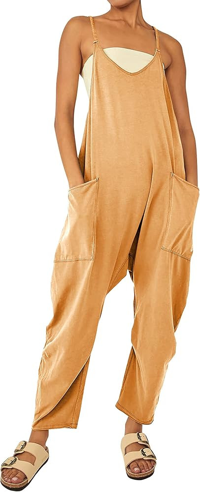 Tanming Jumpsuits for Women Summer Casual Loose Harem Overalls One Piece Rompers with Pockets | Amazon (US)