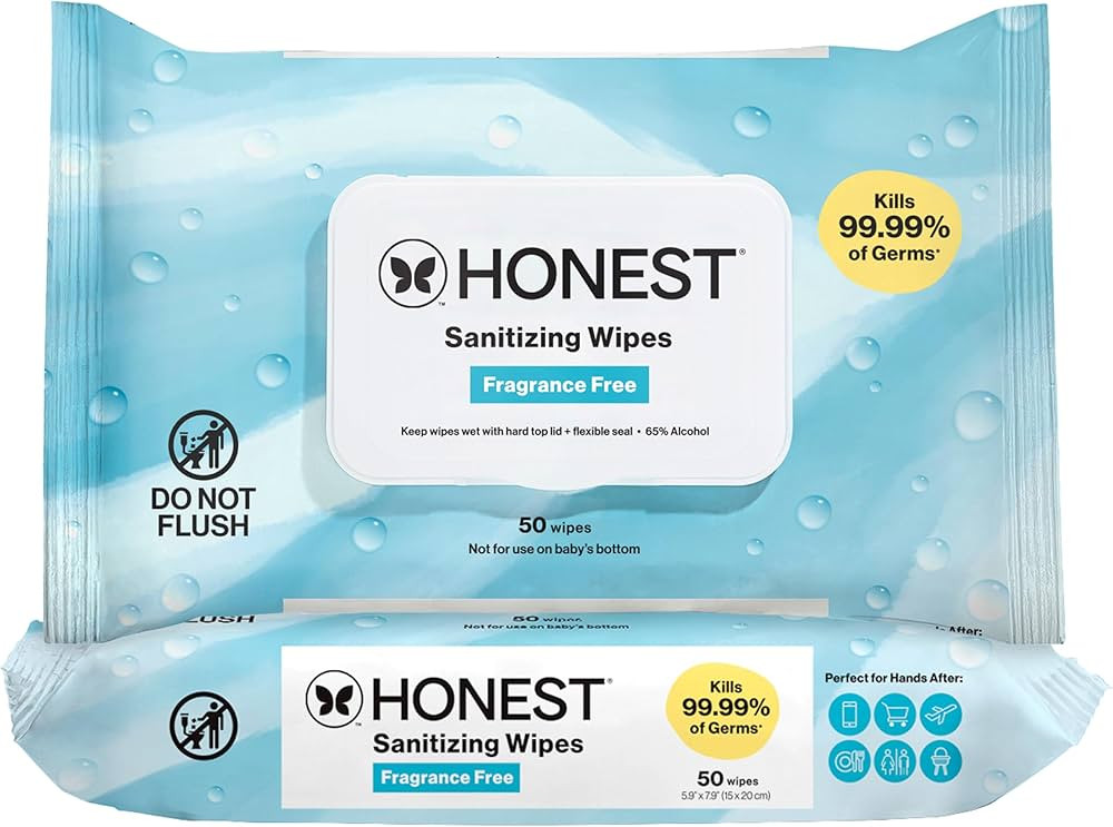 The Honest Company Fragrance-Free Sanitizing Alcohol Wipes, Antibacterial, Safe for Hands Kills 9... | Amazon (US)