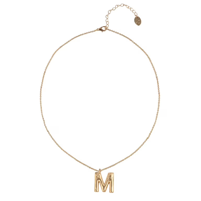 Time and Tru Goldtone Hammered Initial "M" Pendant Necklace | Walmart (US)