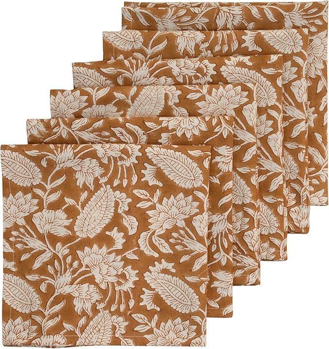 Handblock Print Patterned Cotton Cloth Napkins Set of 6, Washable, Reusable Napkins for Cocktail ... | Amazon (US)