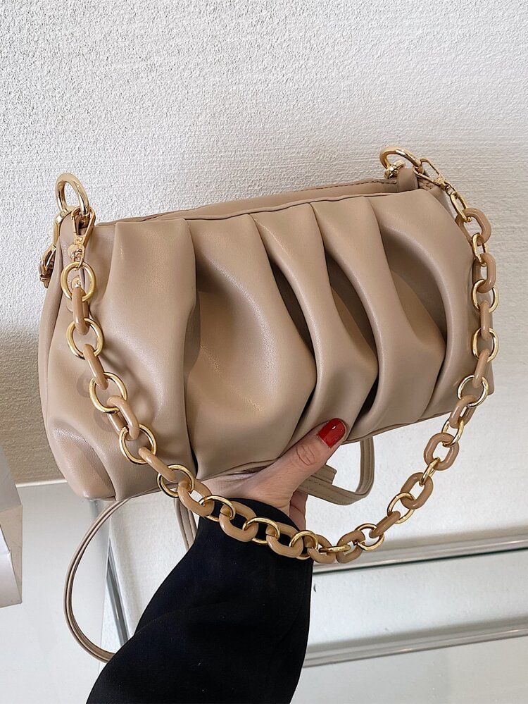 Minimalist Chain Ruched Bag | SHEIN