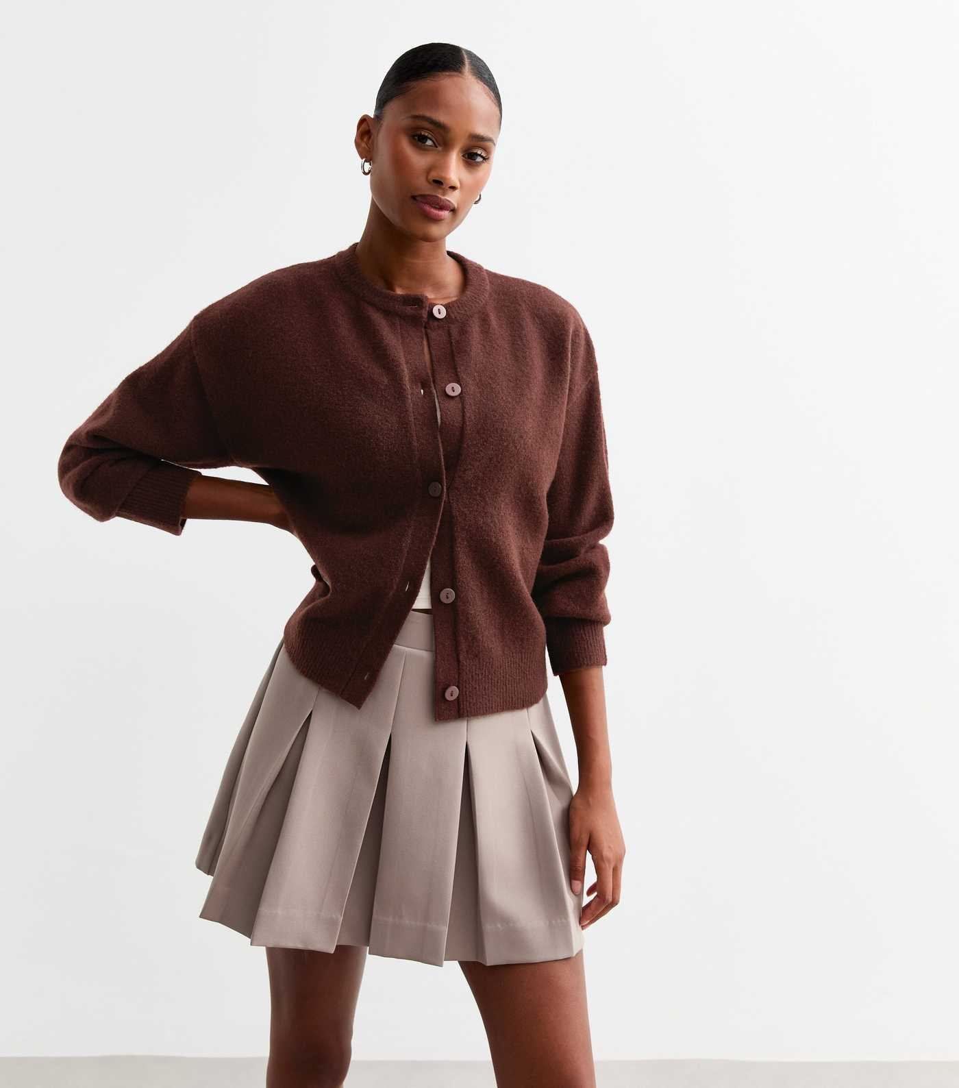 Burgundy Soft Knit Crew Neck Cardigan | New Look | New Look (UK)