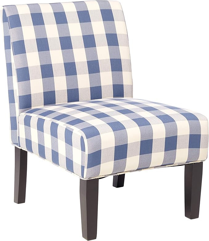 Christopher Knight Home Kendal Accent Chair Upholstered Farmhouse-Style Blue Checkerboard Matte B... | Amazon (US)