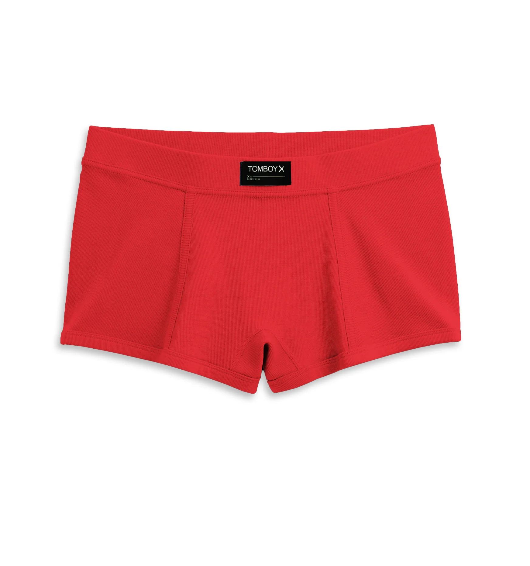 Organic Cotton Rib Boy Shorts - Fiery Red | TomboyX