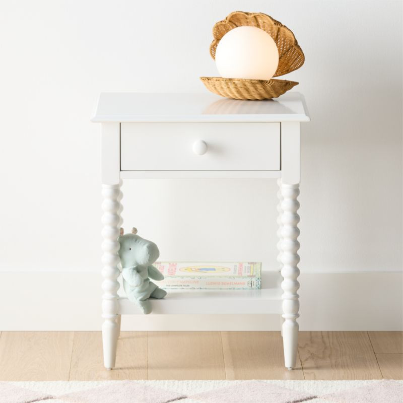 Jenny Lind White Wood Spindle Kids Nightstand with Drawer + Reviews | Crate & Kids | Crate & Barrel