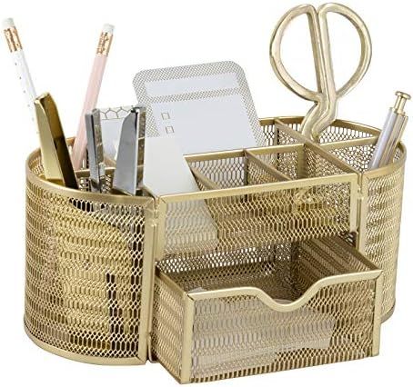 Beautiful Gold Desk Organizer - Made of Metal with Gold Finish - Gold Desk Accessories - Storage ... | Amazon (US)